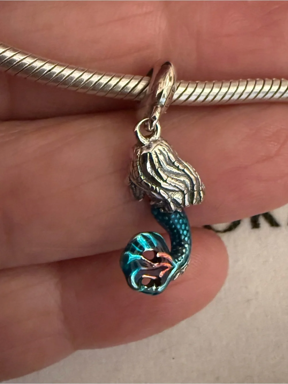 Pandora Silver Mermaid Charm with Teal Tail